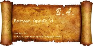 Barvan Apród névjegykártya